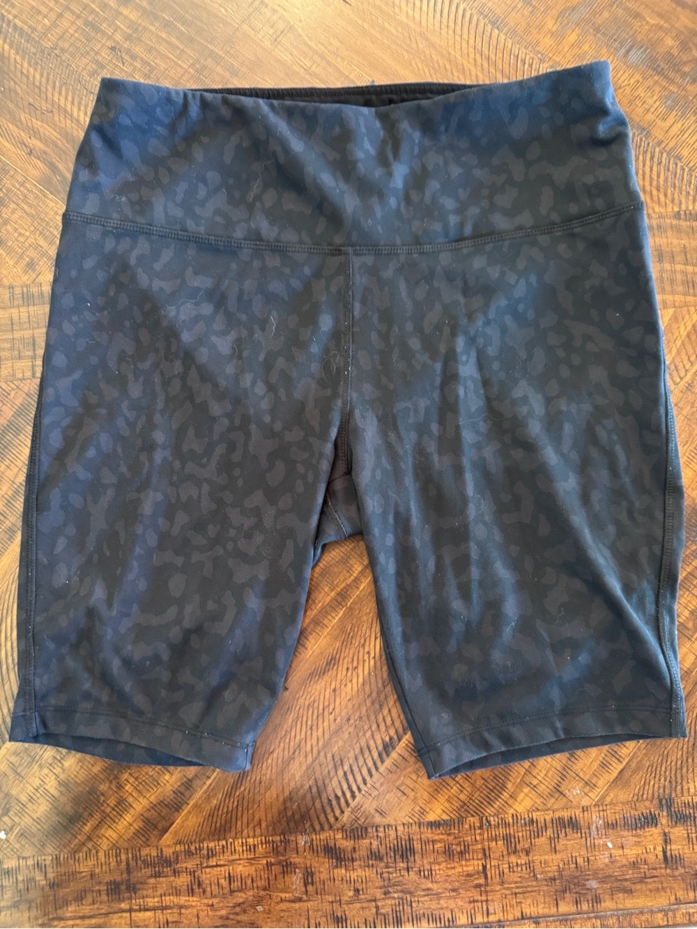 Black Patterned High-Waist Women's Bike Shorts